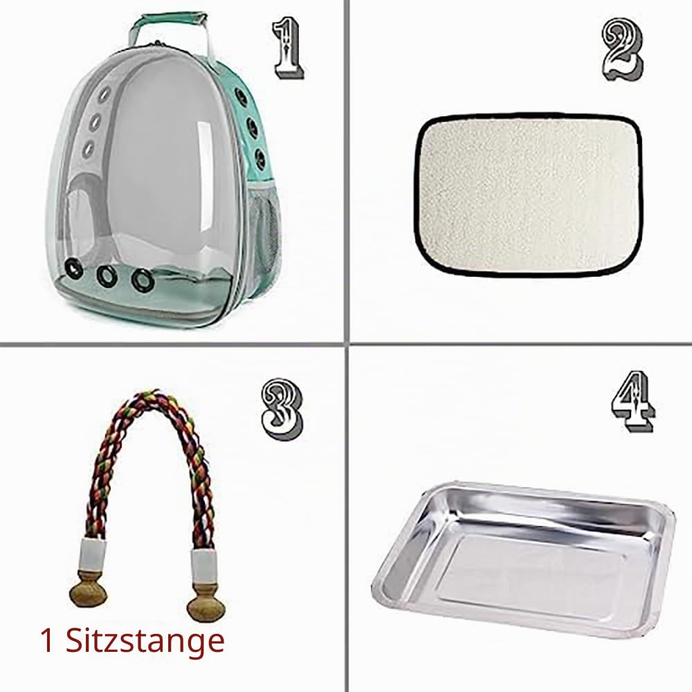 Vogel-Rucksack, Weltraumkapsel, Astronaut, transparent, klares Sichtfenster, Vogelreisetasche, Rucksack mit stehender Sitzstange, Futterbecher