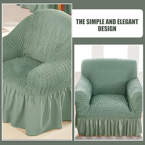 Funda protectora de sofá verde jojofuny con faldones para sillones de interior 6