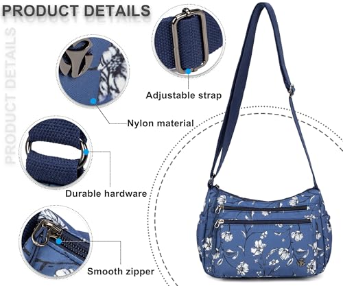 Image of Pealwel Casual Crossbody Bag with Anti Theft Pocket - Women Lightweight Water-Resistant Purse Bag