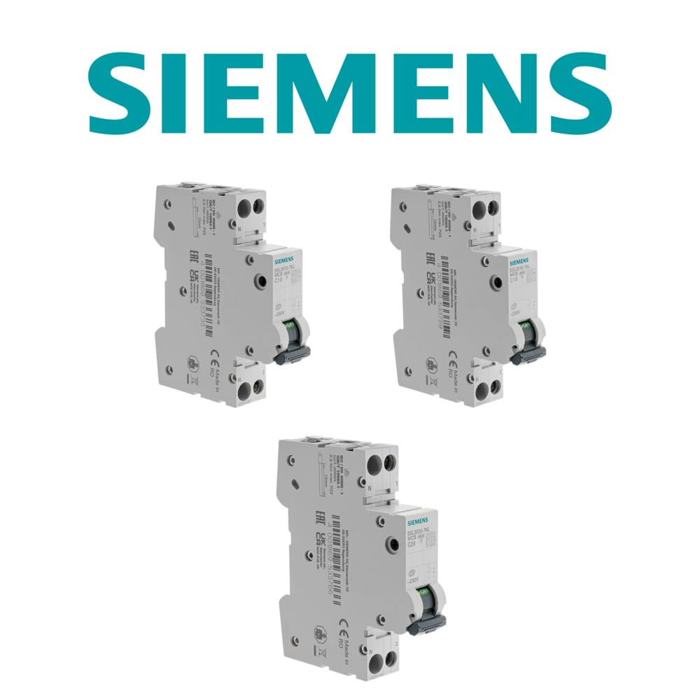 SIEMENS - Lot De 8 Disjoncteurs Modulaires Ph+N – 3×10A, 3×16A, 2×20A