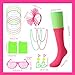 ZhouBoat 80s Accessories for Women, Fanny Pack Neon Jewelry Fishnet Gloves Neon Socks Lace Headband Glasses for 80s Theme Party (Mixed Colors)
