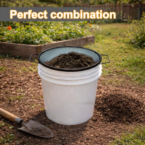 2 PCS Tamiz de Suelo para Jardinería con Mango Negro miniatura 2