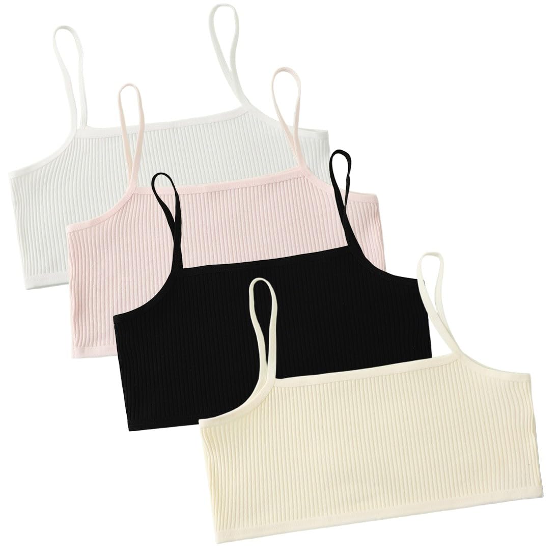 4 Pcs Sujetador de Niña Sujetador Deportivo Niña Top Deportivo Niña Sujetadores de Entrenamiento Sujetador de Niña Sujetador para Niñas Ropa Interior Brasier Corto de 7 a 14 años(4 Colores)