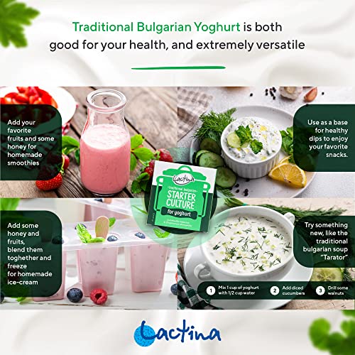 Lactina LACTINA1 Bulgarian Yogurt Starter Culture Natural Probiotic Yogurt Culture Starter Homemade Yoghurt Starter 10 Liters Lactobacillus Bulgaricus thumb #4