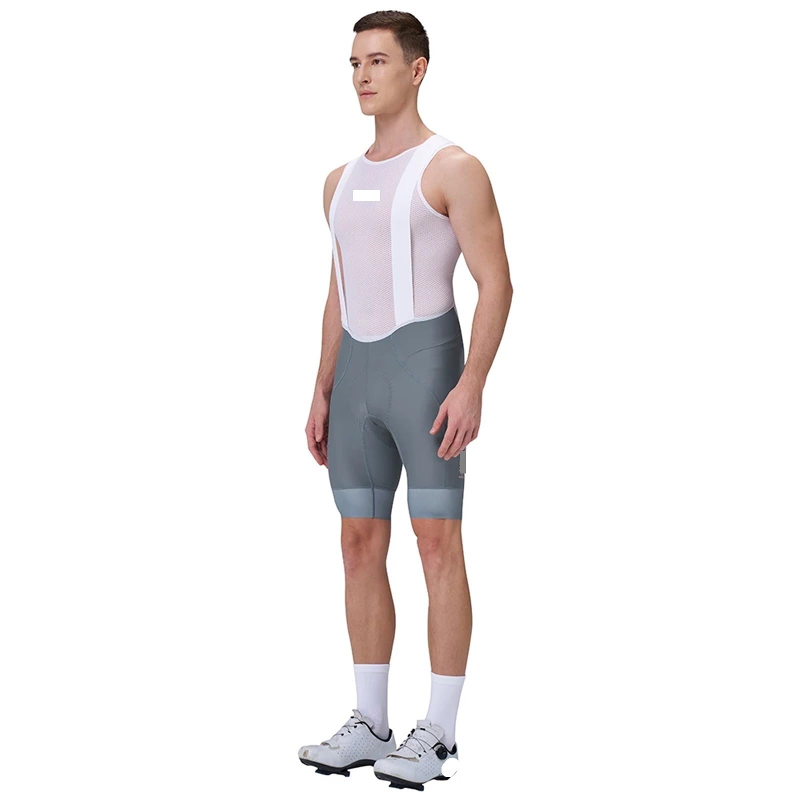 Pantaloncini da Ciclismo con Bretelle Elastiche da Uomo, con fondello in Silicone, Pantaloncini da Ciclismo Classici, Aderenti da Bici per Gli Uomini(Gray,XXL)