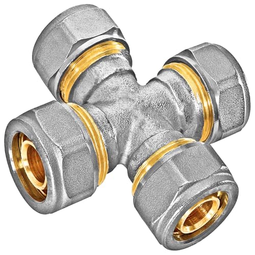 MegaHaustechnik Kreuz Stück für 16,0 x 2,0 mm Rohr Außendurchmesser x Wandstärke Mehrschicht Aluminium Verbundrohr Schraub Fitting aus Messing mit Klemmring Verschraubung Kupplung 4-fach Verbinder MegaHaustechnik Kreuz Stück für 16,0 x 2,0 mm Rohr Außendurchmesser x Wandstärke Mehrschicht Aluminium Verbundrohr Schraub Fitting aus Messing mit Klemmring Verschraubung Kupplung 4-fach Verbinder