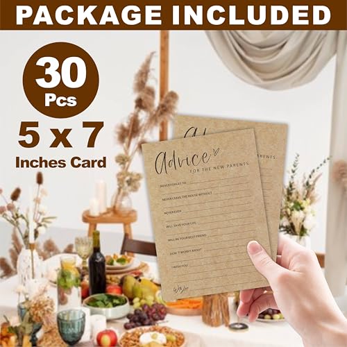 30 Pcs Minimalism White Baby Shower Game Cards-Advice For The New Parents,Funny Gender Reveal Games,Baby Shower Ideas Games Gender Neutral Party Favor Supplies,Party Game & Activities- A08