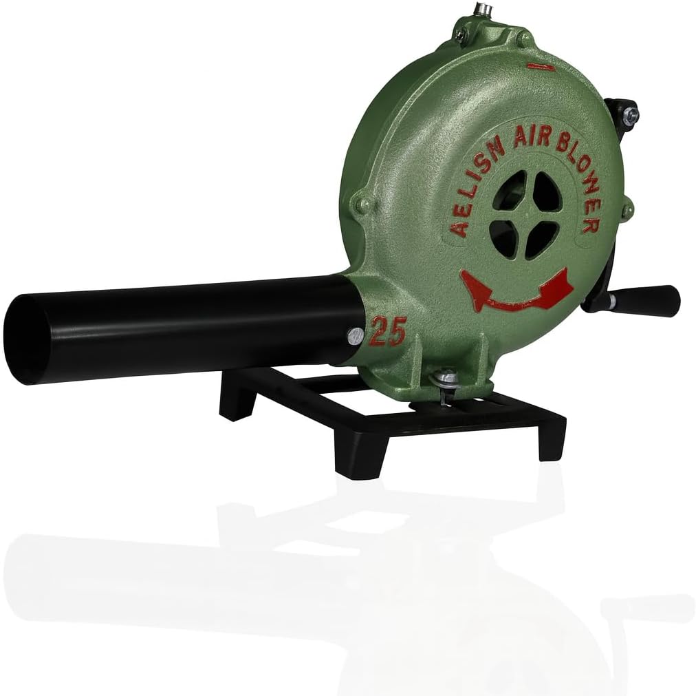 SIMOND STORE Hand Crank Blacksmithing Forge Blower, 8 Inch Casing, Cast Aluminum Manual Blower for Farrier Blacksmith Coal Forge Firepot BBQ Outdoor Cooking & Camping