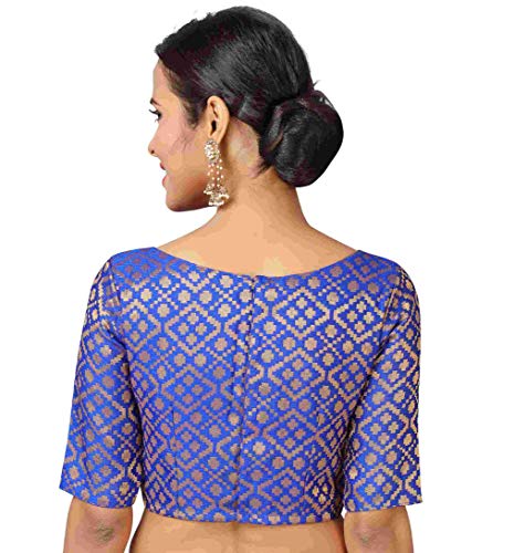 Image of Studio Shringaar Women's Readymade Brocade Elbow Length Sleeves Saree Blouse