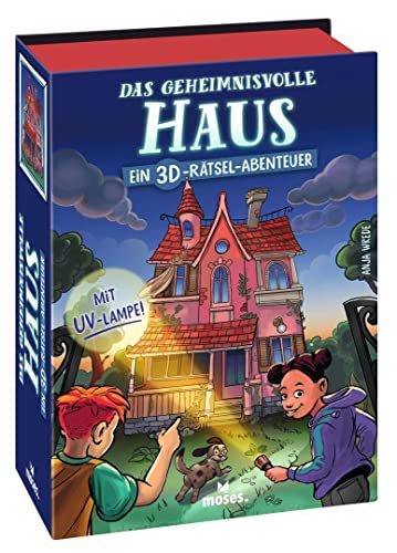 moses 90140 Das geheimnisvolle Haus, 3D Knobel & Rätsel Abenteuer Dog Escape kleine Detektive, Familienspiel für Kinder ab 8 Jahren und 1-4 Spieler, Rätselspiel