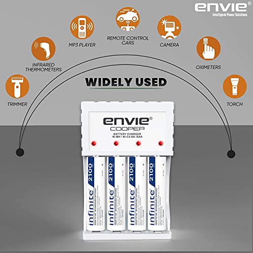Image of ENVIE (ECR 20 MC+4xAA2100) Standard Rechargeable Battery Charger for AA & AAA Ni-mh /Ni-Cd with 4xAA2100 Rechargeable Batteries