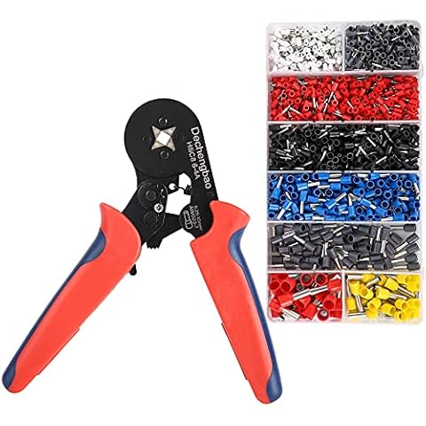 Ferrule Crimping Tool Kit,Dechengbao 0.25-10mm² Self-Adjustable Ratchet Wire Crimping Tools with 1200 Wire Terminal Crimp Connector Insulated and Uninsulated Wire End Ferrules Cover