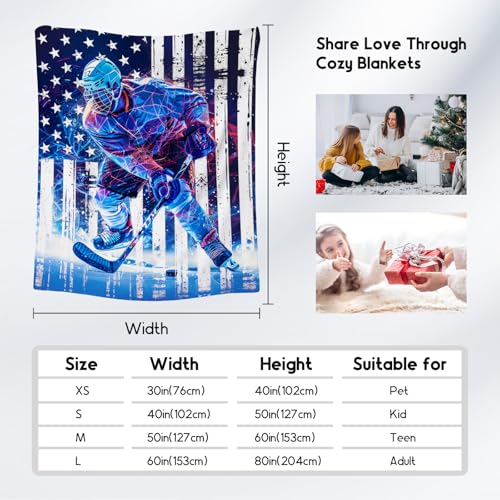 Hockey Blanket, Boys Blankets for Kids, Ice Hockey Gifts for Sports Lovers, Cozy Flannel Throw for Boys Room Decor, 30"x40"