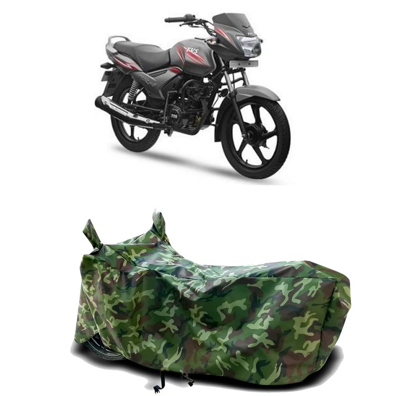 Image of DUFFEL-100% Heat Protection Two Wheeler Bike /Scooty Body Cover for TVS Star City Plus Water Resistance /UV-Rays /Birds Dropping /Scratchproof /Dust Proof /Waterproof[Green Jungle Print]