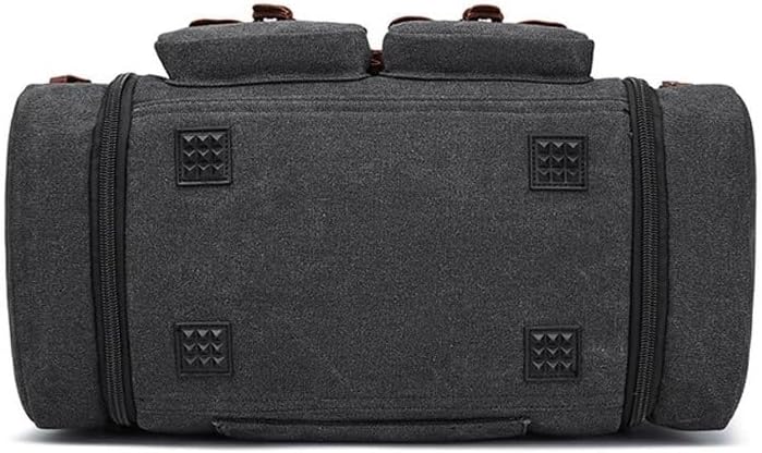 New Model Expandable Outdoor Travel Bag Handheld Canvas Crossbody Crazy Horse Skin Luggage
