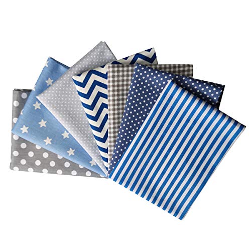 Misscrafts 7pcs Quilting Fabric 100% Cotton Craft Fabric Bundle Squares Fat Quarters 18