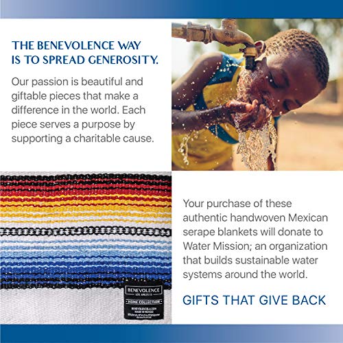 Premium Mexican Blanket, Authentic Handwoven Falsa Blanket & Outdoor Blanket | Made By Traditional Mexican Artisans | Perfect Camping Blanket, Beach Blanket, Picnic Blanket & Car Blanket (Blanco) #TOP5