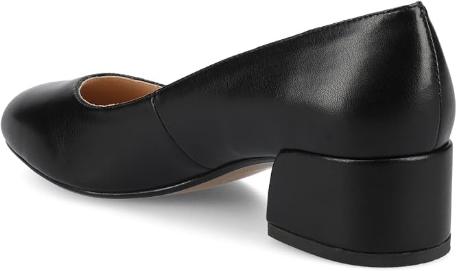 Journee Collection Womens Saarii Block Heel Dress Pumps Cushioned Slip On Covered Round Closed Toe Fashion Shoe
