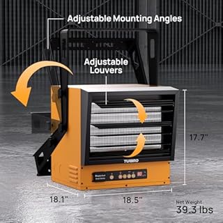 TURBRO 10,000W Electric Garage Heater, 240V Hard Wired, WiFi Enabled, Fan-Forced Shop Heater with Remote, Overheat Protection, Thermostat, 12-Hr Timer, Ceiling/Wall Mounted, ETL Listed, GH10K Smart