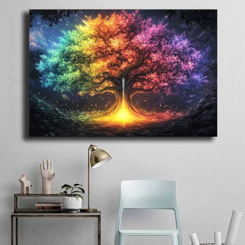 Tableau Arbre de vie multicolore encadré idéal pour décorer votre bureau