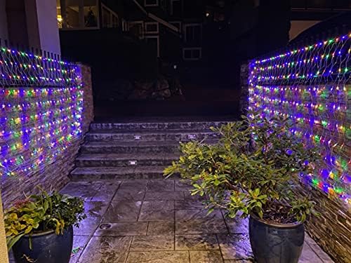 YASENN Net Lights 300LED 3.6x1.5m DC Plug in 8 Lighting Modes Mesh String Lights for Garden Patio Fence Bushes Shrub pergola Outdoor Christmas Decorations (Multicolor)