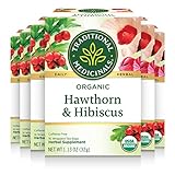 Traditional Medicinals Organic Hawthorne With Hibiscus Herbal Tea, 16 Count, Pack of 6