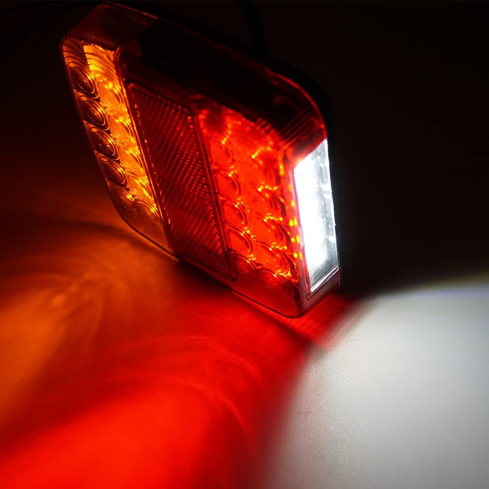 Tylne światło samochodu (zestaw 2 sztuk) 12 V stop, kierunkowskaz, oświetlenie tablicy rejestracyjnej, tylne światło do przyczepy, przyczepy kempingowej, łodzi lub pickupu