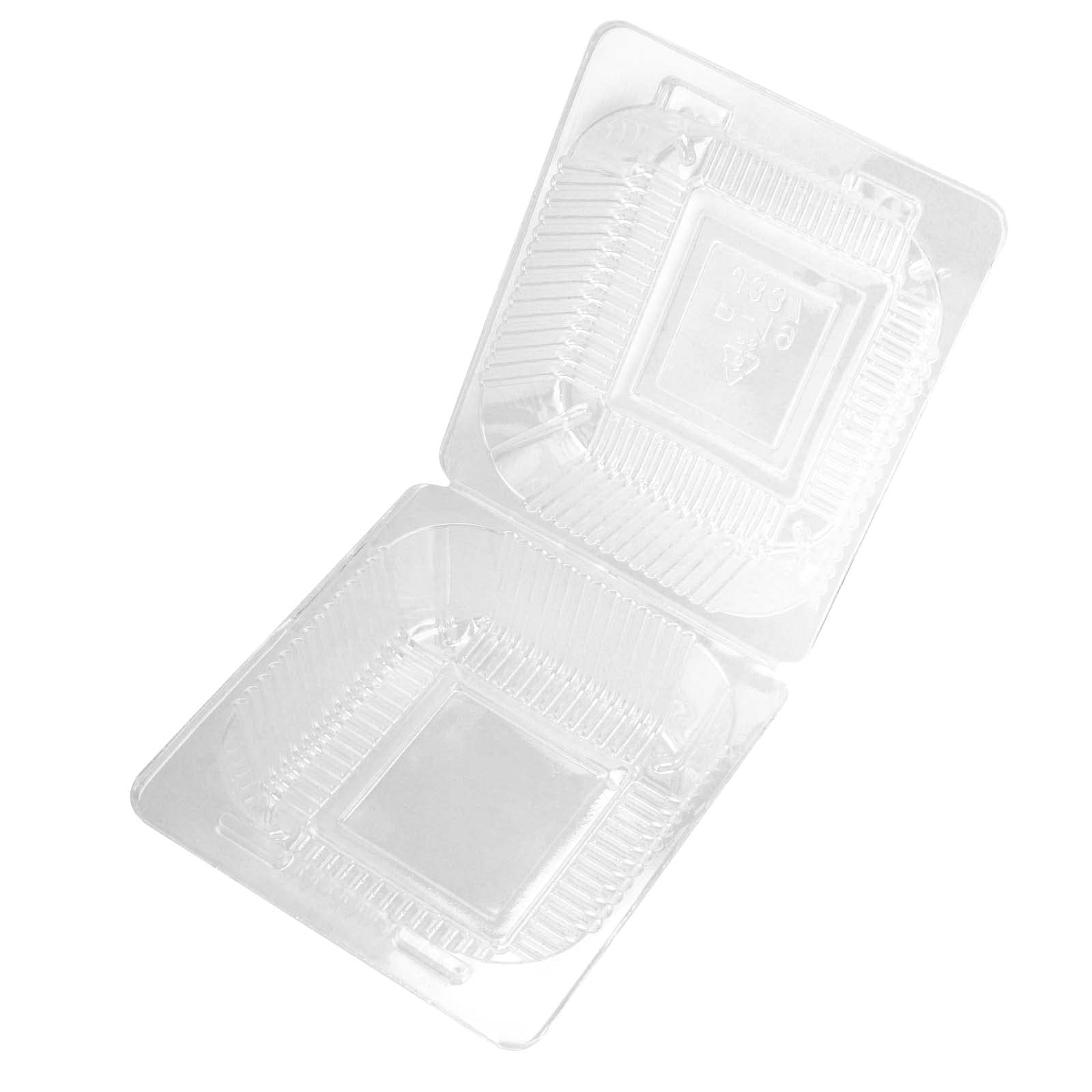 JEUIHAU 100 Pcs Square Cake Boxes with Clear Lid 12cm for Cold Meat