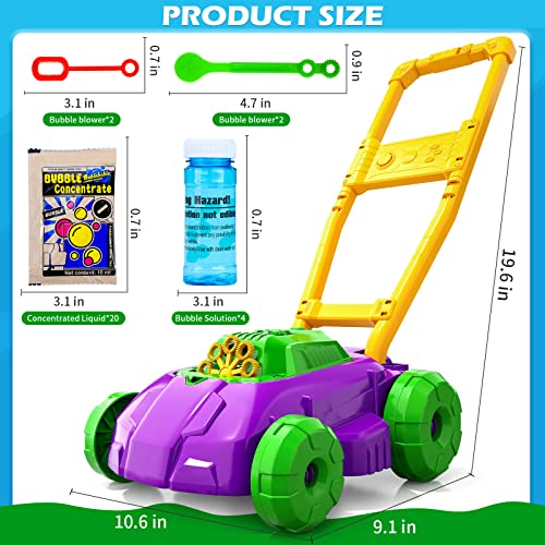 Purple And Green Bubble Lawn Mower For Toddlers, Bubble Makers For Kids, Summer Outdoor Backyard Gardening Toys, Birthday Gifts For Preschool Boys Girls #TOP4