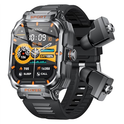 UYRGT Military Smart Watch with Earbuds for Men and...