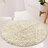 Chardin home Ivory Round Bath Mat | 2 feet Boho Bathroom Rug | Also Perfect for Kids Rooms, Nurseries, Bedside, dorms, Half Baths and Powder Rooms | Machine Washable, Soft & Plush