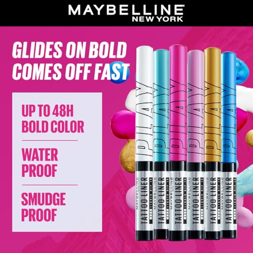 Image of Maybelline Tattoo Play Pink Longwear Liquid Eyeliner, Metallic Finish | Longwear Waterproof Eyeliner