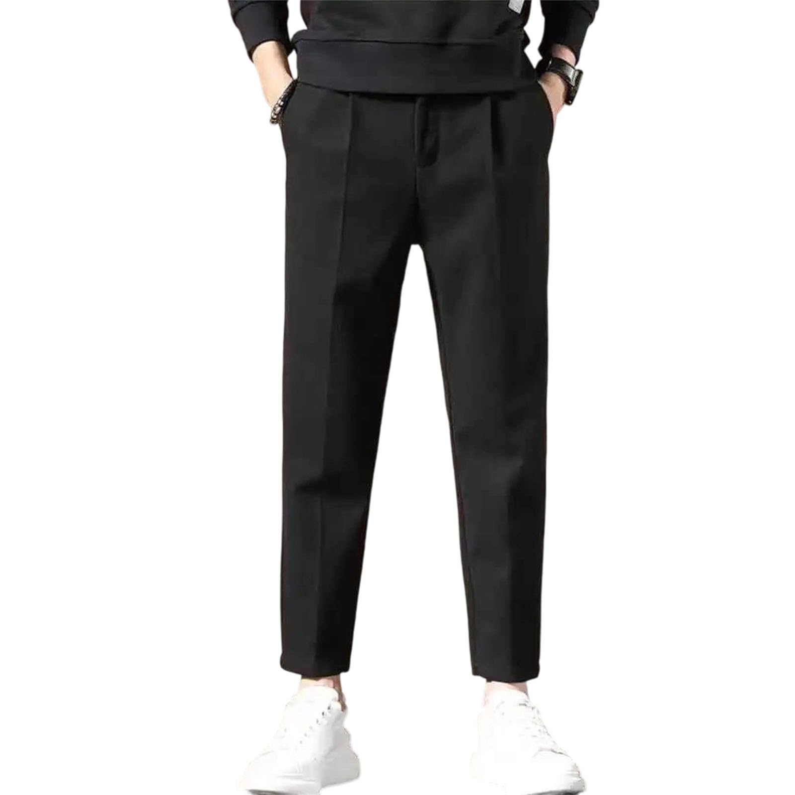 Mens England Style Suit Pants Naples Inspired Business Trousers Classic Straight Slim Fit Dress Pants for Formal Wear