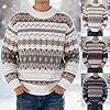 Men's Winter Knitted Jumper Jacquard Wool Jumper Jacquard Sweatshirt Norwegian Pattern Classic Sweater Stand-Up Collar Casual Shirt Thick Chunky Knit Shirt, O Navy, 3XL #1