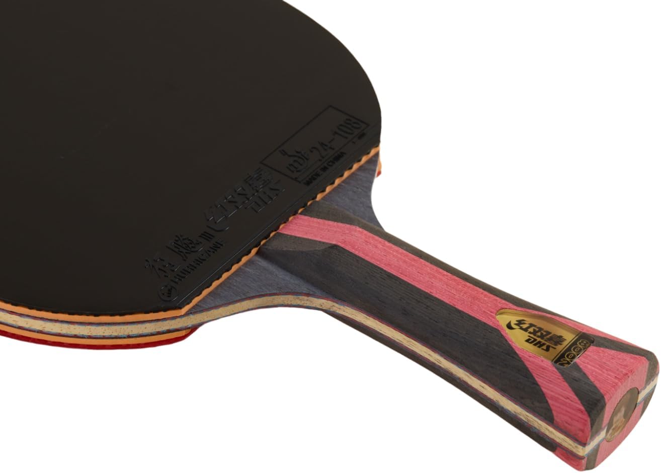 DHS Sports 8 Star Table Tennis Racket H8002 - Shakehand, ITTF Approved Paddle, Professional, 5 Ply Wood 2 Ply Carbon, Hurricane 3, Hurricane 8 Rubbers