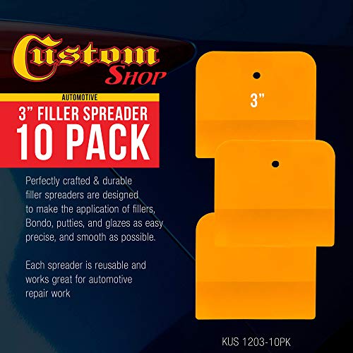 Custom Shop - 3 Inch Body Filler Spreaders (Pack Of 10) For Automotive Body Fillers, Putties And Glazes - Easy, Precise, And Reusable Application - 10 Pack #TOP1