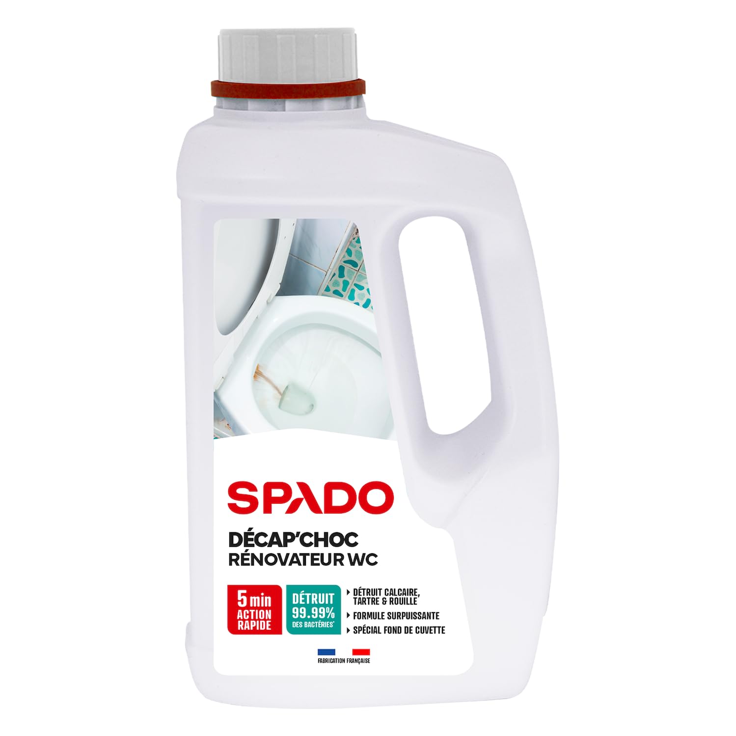 SPADO - Décap'choc rénovateur WC - Formule surpuissante - désinfecte et désodorise - Spécial cuvettes encrassées - Sans danger pour l'émail et canalisations - 3 L - Fabriqué en France