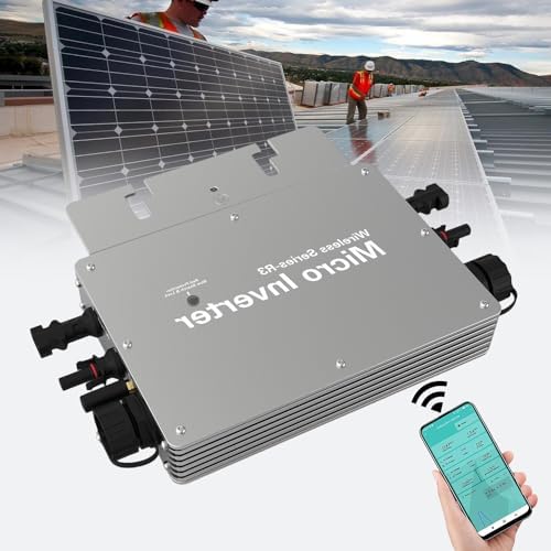 DAZULI Solar Grid Tie Micro Inverter Waterproof IP65 600W 700W 800W, MPPT Input 22V-60V Output 85V-265V Self Cooling Pure Sine Wave Solar Inverter w/AC Connection Cable for Solar Panel,800W
