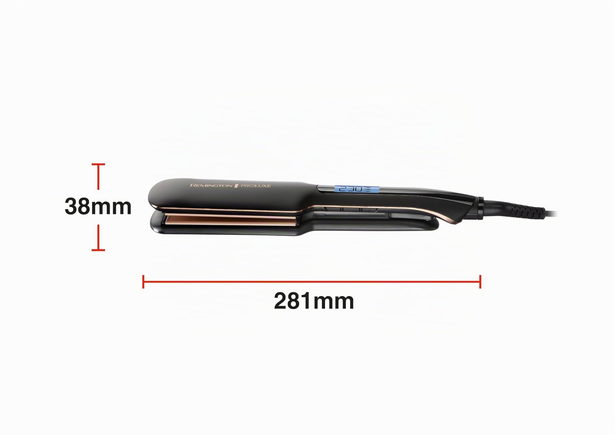 Remington Lisseur cheveux [Plaques en céramique XL: 110 x 50mm] Proluxe (technologie OPTIheat, réglage Pro+, coiffage pro en douceur, écran LCD, mise en température rapide) Fer à lisser S9150B