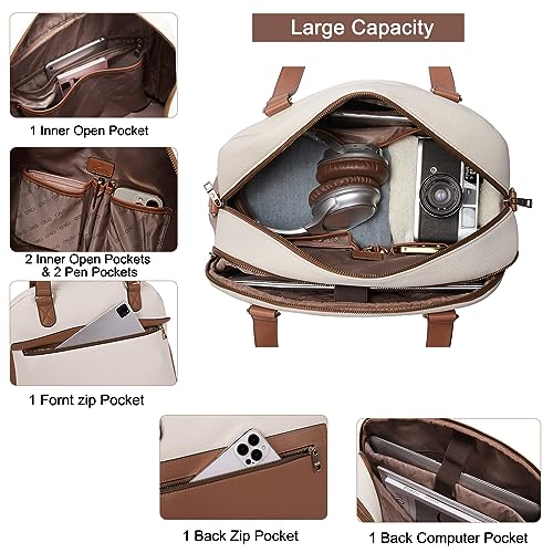 Image of CLUCI Weekender Bag for Women Beige with Brown