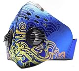 ECO-GEAR Anti Pollution Face Mask with Military Grade Protection | Anti Smoke, Exhaust Gas, Dust, Pollen Allergens | Hiking, Running, Walking, Cycling, Ski and other Outdoor Activities (Blue Fire)