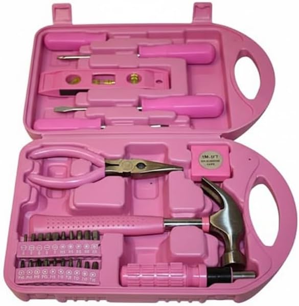 Carbon Steel 30 Pieces Pink Tool Set Kit Perfect For Heavy Duty Jobs (Bonus Portable Box Case)