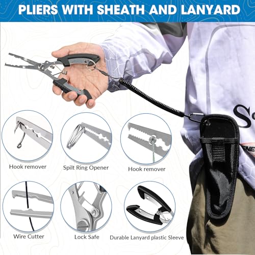 THKFISH Kit de ferramentas de pesca de 7 peças, mochila de pesca com kits de equipamentos de alicate