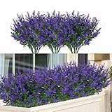 【Packing Set】9 flores artificiales de exterior, Se puede ampliar hasta un máximo de 35 cm según sea necesario, Bien hecho y de colores vivos se ven realistas.