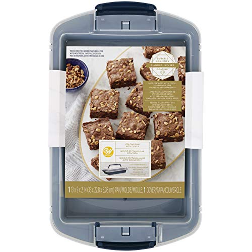 Wilton Non-Stick Diamond-Infused Navy Blue Oblong Pan with Cover, 9 x 13-inch