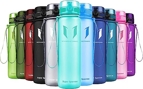Super Sparrow Sports Water Bottle12Oz&17Oz&25Oz&32Oz&50Oz Non-Toxic Bpa Free & Eco-Friendly Tritan Co-Polyester Plastic - Fast Water Flow, Flip Top, Opens With 1-Click #TOP3