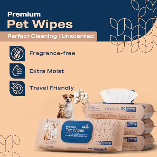 Dog Wipes for Paws and Butt - Plant Based Unscented (Pack of 400) - Pet Wipes for Dogs and Cats - Deodorizing Non Toxic Dog Wipes, +12 Additional Travel Wipes - Image 3