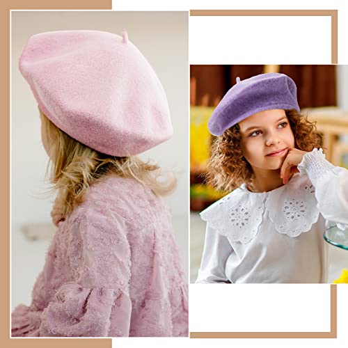 8 Pieces Kids Girl Beret Hat Wool Artist Beret Cap Classic Wool French Beret Hat Warm Beret Hat For Girls Toddler Baby Winter Autumn #TOP6