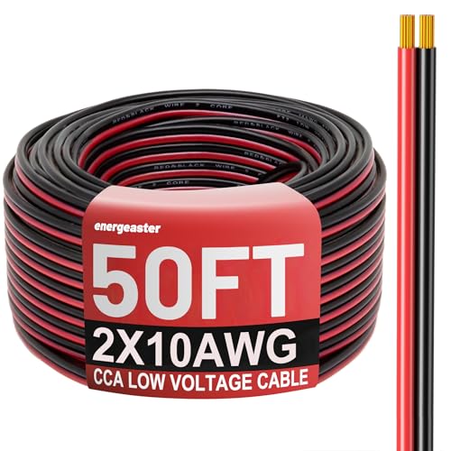 10 Gauge Wire, 10AWG Automotive Electrical Cord 50FT 2 Conductor Red Black 12V/24V DC Cable LED Strips Extension Cord for Light RC Car Speaker Wire