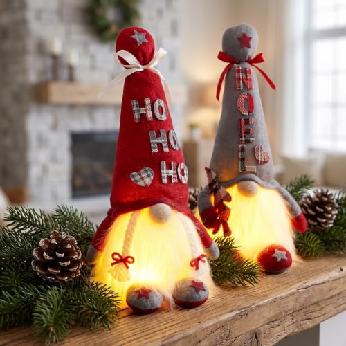TSLBW Gnomo de Navidad 2 Piezas, Muñeco sin Rostro con Patas Largas de Punto, Figuras de Duende Enano de Navidad Gonk, decoración de Mesa, Adorno de Mesa navideño, Regalos